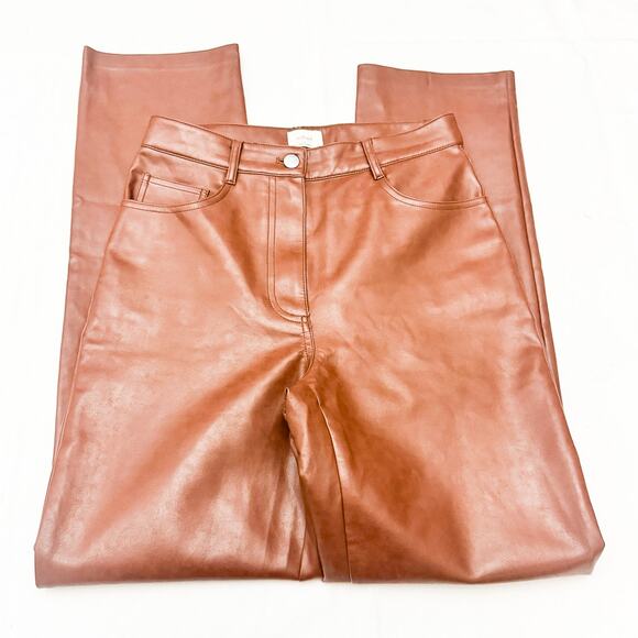 Wilfred Brown Faux Leather Zip Fly Dress Pants Straight Leg #FSL4-6940-30 Size 6 - Picture 4 of 9